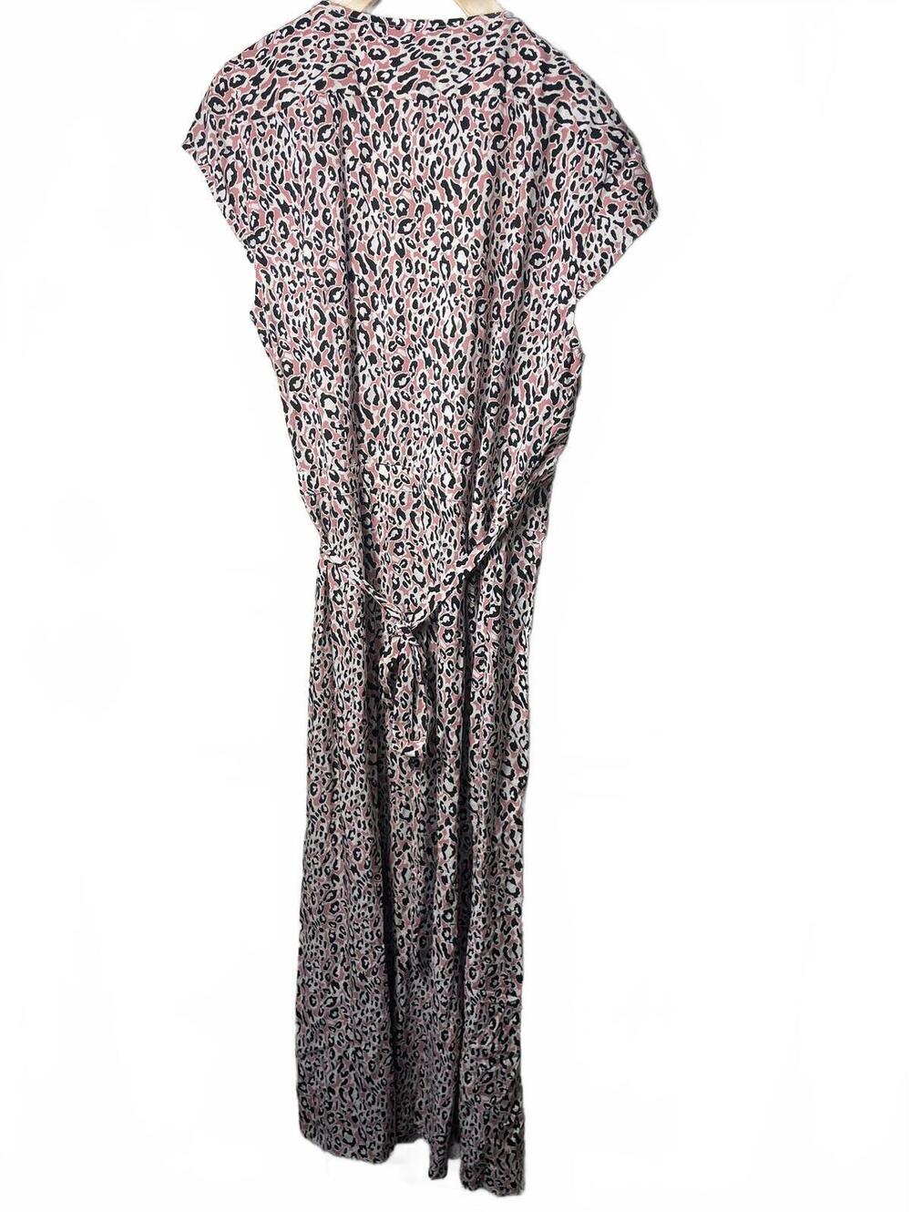 J Crew Womens Size Small Pink Leopard Animal Print Wrap Dress Maxi Flowy Casual - Picture 3 of 8